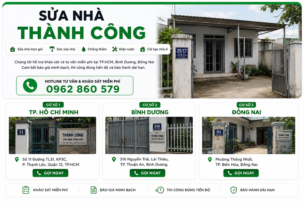 Liên hệ dịch vụ sửa nhà của Thành Công Liên hệ dịch vụ sửa nhà của Thành Công